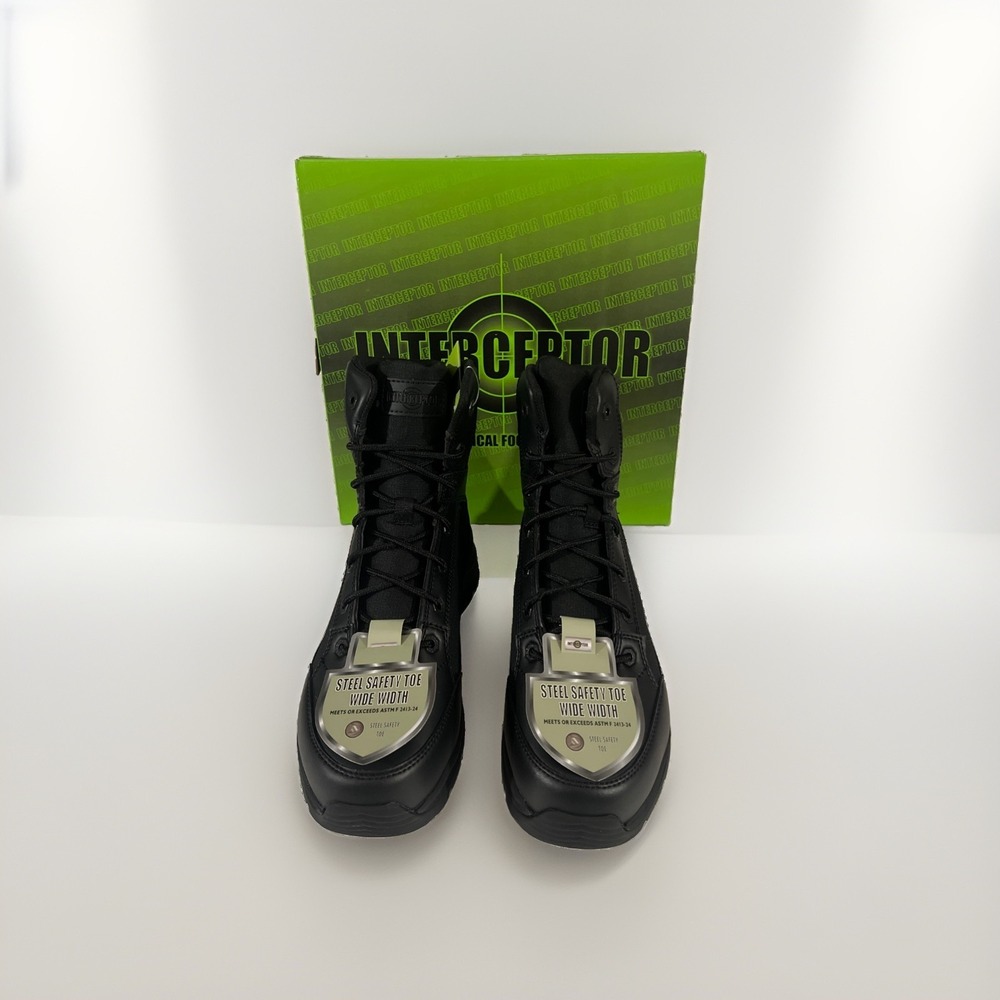 Tactical Steel Toe Work Boots Black Men's Size 9 Interceptor Force‎ 2.0